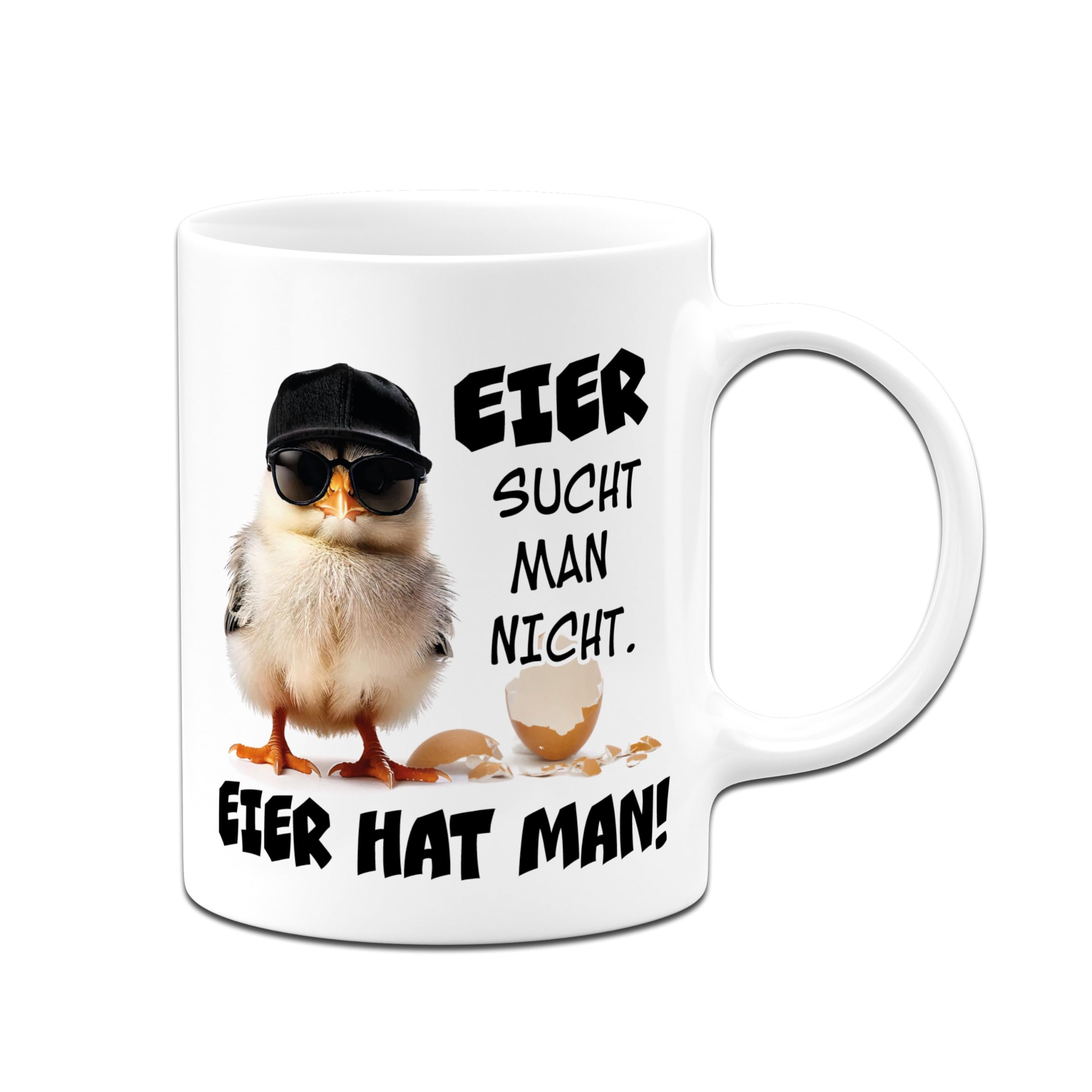 Ostergeschenke für erwachsene Männer - Tasse Eier sucht man nicht. Eier hat man! - Kücken Kappe - Ostertassen lustig für Ostern - Geschenk für Mann, Freund, Hühnerliebhaber (Weiß)