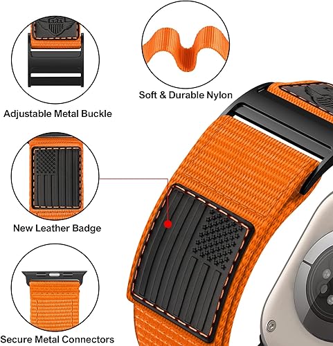 Miniatura 8 de Correa de nailon resistente compatible con Apple Watch Ultra Band de 1.929 in 1.772 in 1.732 in 1.654 in, correa de repuesto suave deportiva