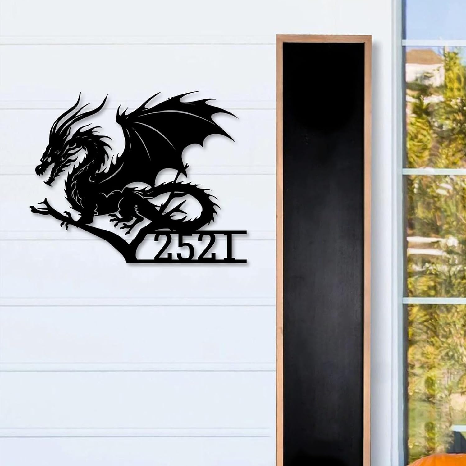 Personalized Dragon House Number Metal Sign, Outdoor Wall Address Plaque for Home or Yard Decor (Dragon House Number)