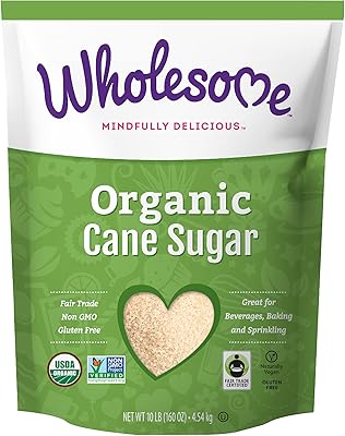 Wholesome Organic Cane Sugar, Fair Trade, Non GMO & Gluten Free, 10 Pound (Pack of 1) - Packaging May Vary