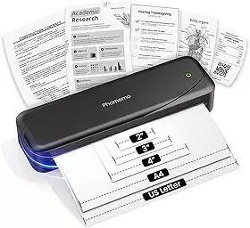 Phomemo Impressora portátil, M833, atualizada, portátil, sem tinta, sem fio, para viagens, impressora de etiquetas Bluetooth, compatível com 21 x 28 cm, carta dos EUA e papel térmico A4, adequada para