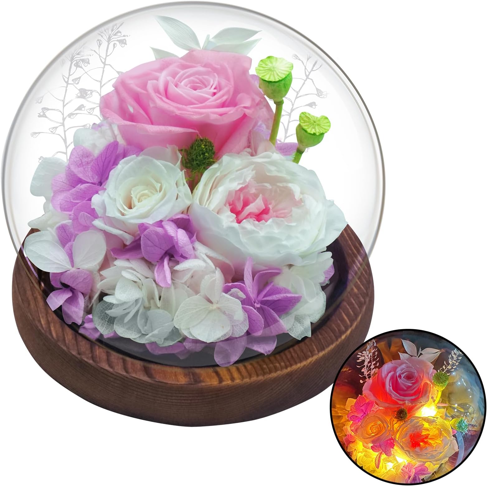 Preserved Flower Rose Gifts for Women,Real Flower Rose in Glass Dome Gifts for Her Girlfriends Wife Mom Grandma Gifts for Christmas Birthdays Valentines,Mothers Day