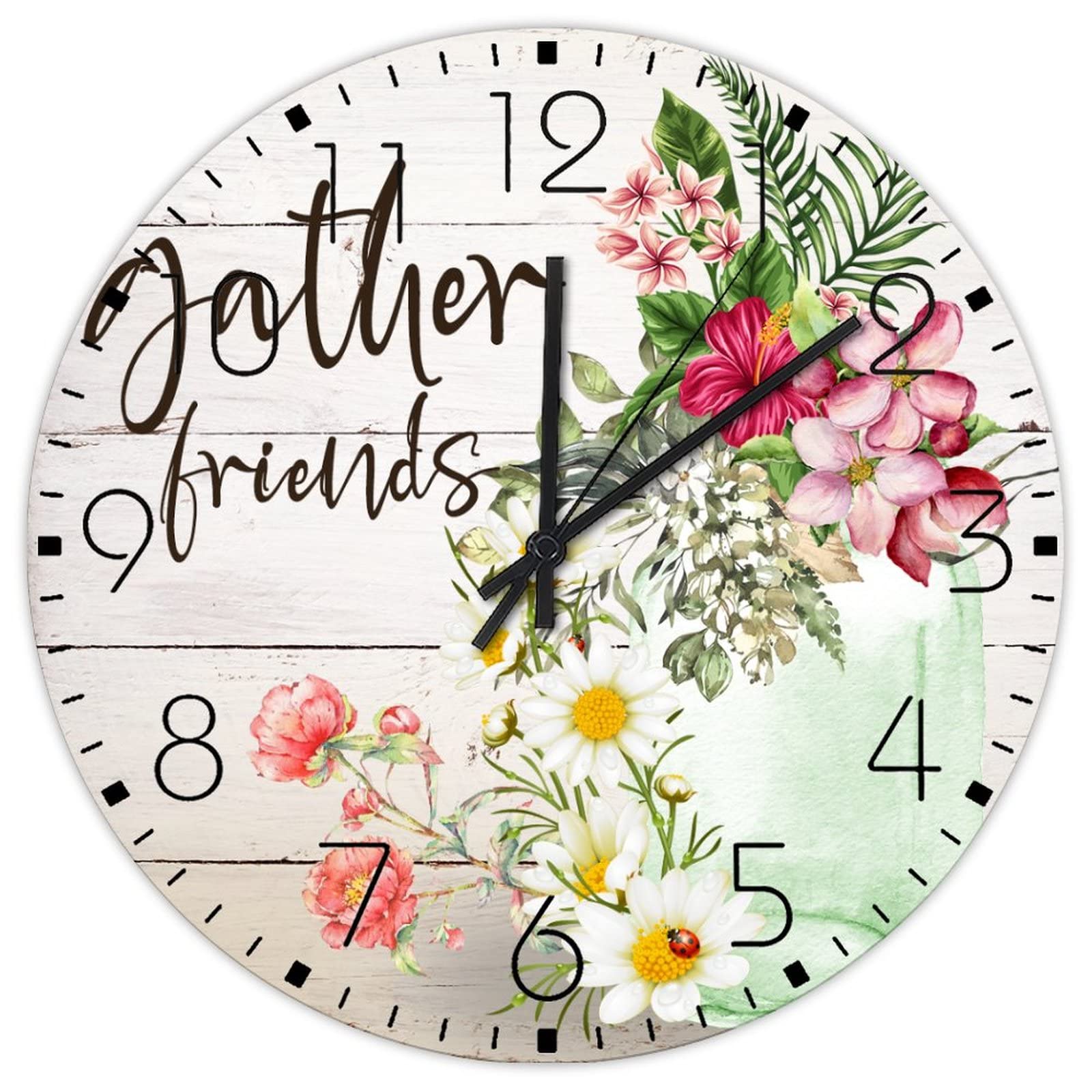 Horloge murale en bois de 30,5 cm au design rustique et finitions peinture