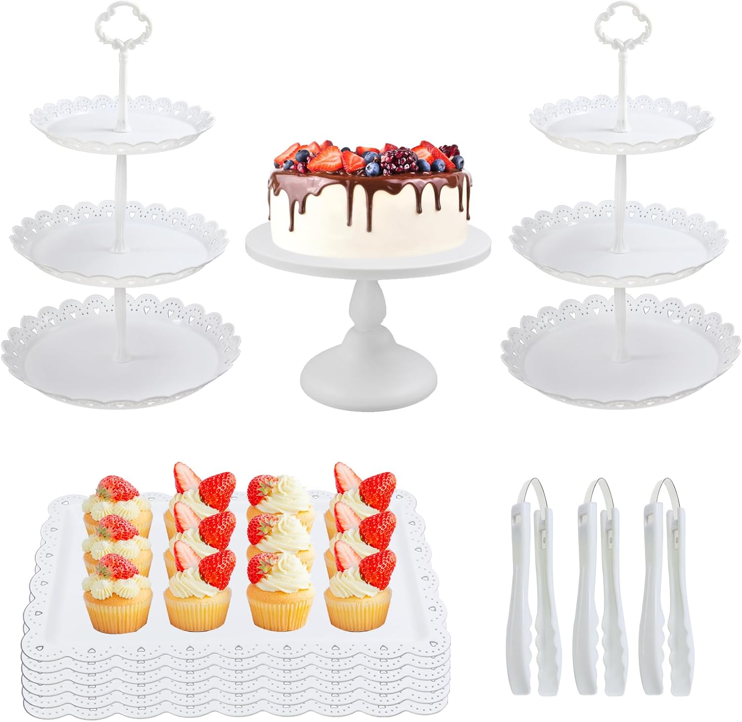 Bakzon 3 Tier Serving Tray For Entertaining, Acrylic Dessert Table Display Set For - View #9