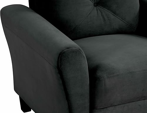 Miniatura 33 de Harper & Bright Designs Sofá individual tapizado de terciopelo con respaldo copetudo con botones, sillón moderno para sala de estar, color negro