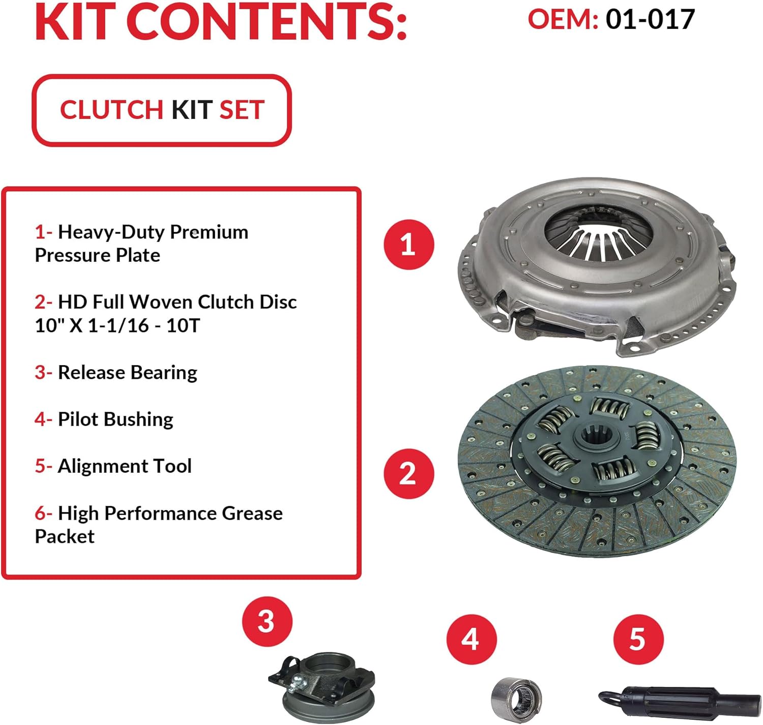 Clutch Kit compatible with Cherokee Wagoneer Cj5 Cj7 Base Laredo Renegade Limited Chief Pioneer Sport Utility 1980-1986 4.2L l6 GAS OHV Naturally Aspirated (01-017)