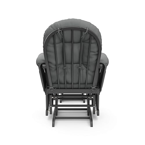 Miniatura 93 de Storkcraft Mecedora y otomana, cojín acolchado, bolsillo de almacenamiento, rodamientos de metal cerrados para un movimiento suave, fácil