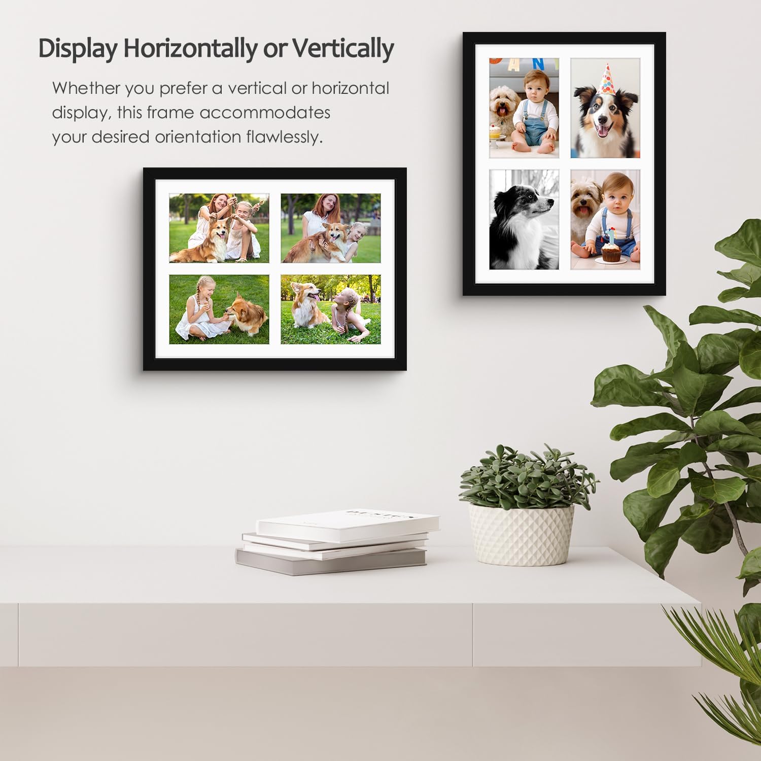 Golden State Art, 12x16 Black Wood Collage Picture Frame - Picture Frame with White Mat Displays Four 5x7 Photos - Collage Frame - Tempered Glass, Sawtooth Hanger, Swivel Tabs - Wall Mounting - Image 6