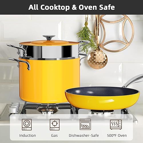 Miniatura 5 de Nuwave Lux - Juego de utensilios de cocina ligeros, 13 piezas, sin PFAS, revestimiento de cerámica antiadherente Duralon G10, asas que no se