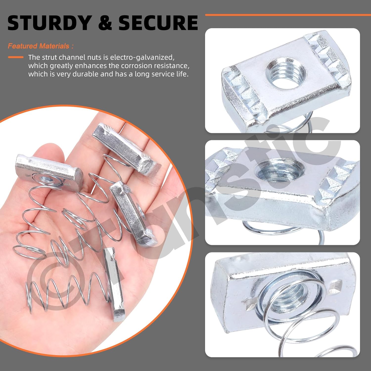 Tanstic 10Pcs 1/4”-6 Strut Channel Nuts Strut Channel Spring Nut Spring Nuts for Use with Strut Channel