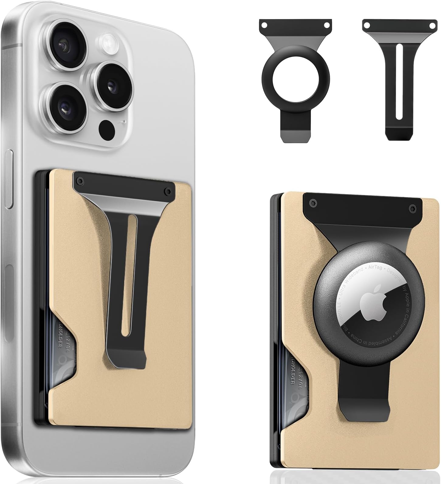 Magnetic Phone Wallet with Apple MagSafe - Metal Card Holder with AirTag Holder, RFID Blocking & Money Clip Mag Safe Wallet for iPhone 16 15 14 13 12 Pro Max/Pro/Plus/Mini