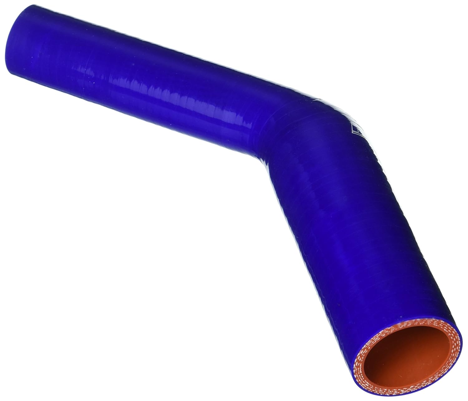 HPS HTSER45-100-150-BLUE Silicone High Temperature 4-ply Reinforced 45 degree Elbow Reducer Coupler Hose, 75 PSI Maximum Pressure, 4" Leg Length on each side, 1" > 1-1/2" ID, Blue