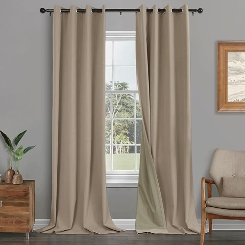 Fcoise - Cortinas opacas de terciopelo de 54 pulgadas de largo, panel de cortina con ojales antioxidantes, cortina de ventana 100% bloqueo de luz