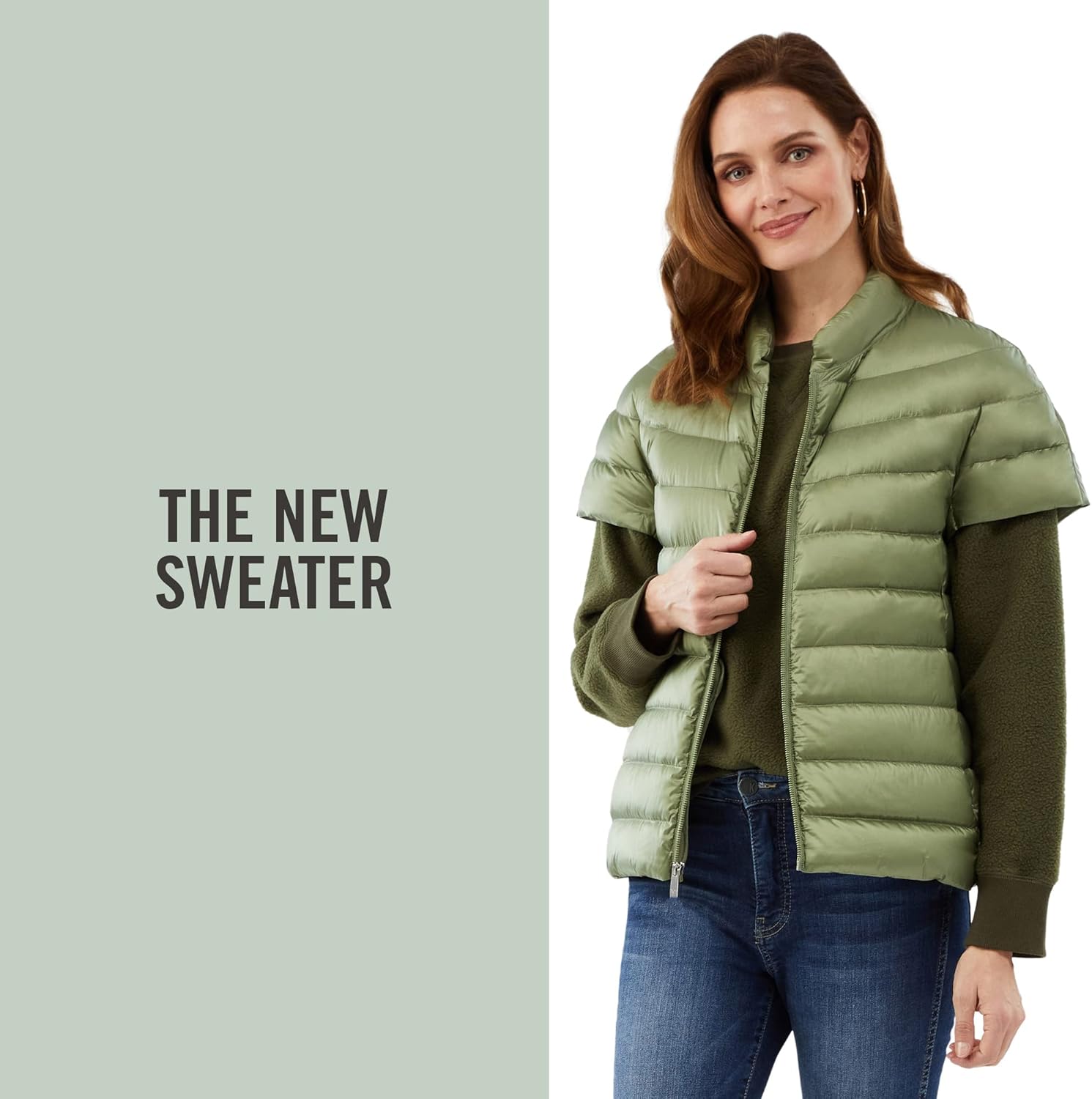 Martha Stewart Women’s Quilted Down Puffer Vest, Lightweight Short Sleeve Jacket with Pockets, Warm Winter Coat - Image 2