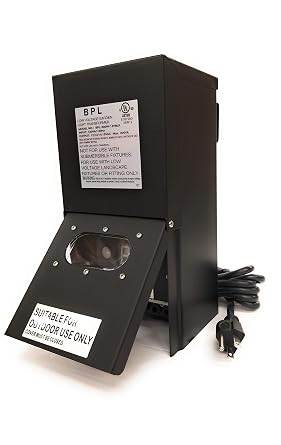 300W Watt Multi Tap 120 Volt AC to 12-15V Volt LED & Halogen - Low Voltage Landscape Lighting Indoor/Outdoor Weatherproof Transformer Power Pack w Digital Timer, Photocell Sensor - Black Metal Case