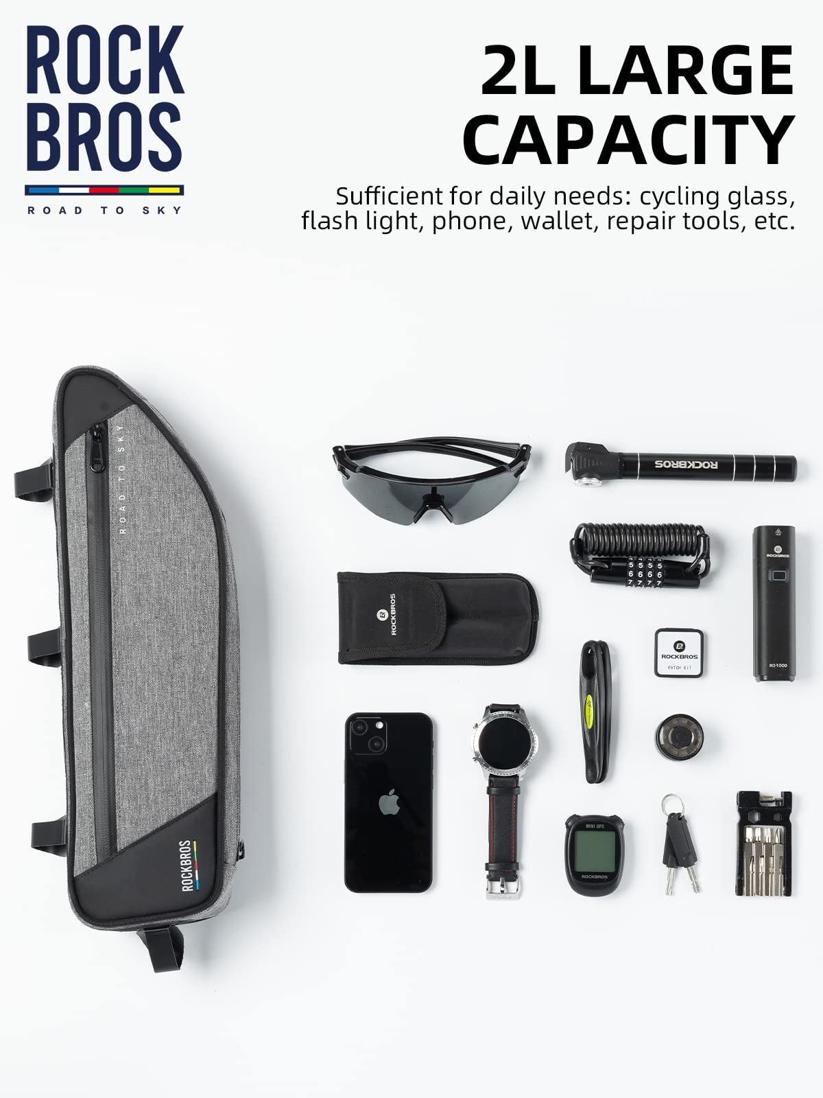 ROCKBROS Sacoche de cadre de vélo étanche pour vélo - Série Road to Sky