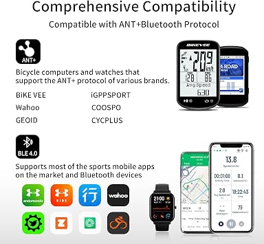 Wireless Speed and Cadence Sensor Bluetooth ANT+ Cycling RPM Sensor for Road Bikes Spin Bikes Trainers Indoor Outdoor Sports Cycling Computers