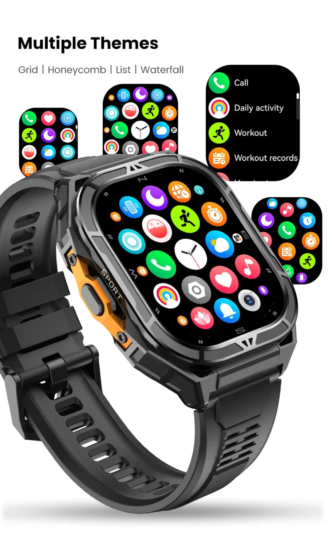 Smart Watch VG46 Pro -1.96 AMOLED Round Display, GPS, BT 5.3 Calling, 5ATM Water Resistant, 100+Sport Modes Compass, Altitude & Barometric Pressure, Heart Rate & SPO+2 Monitor, 530mAh Battery.