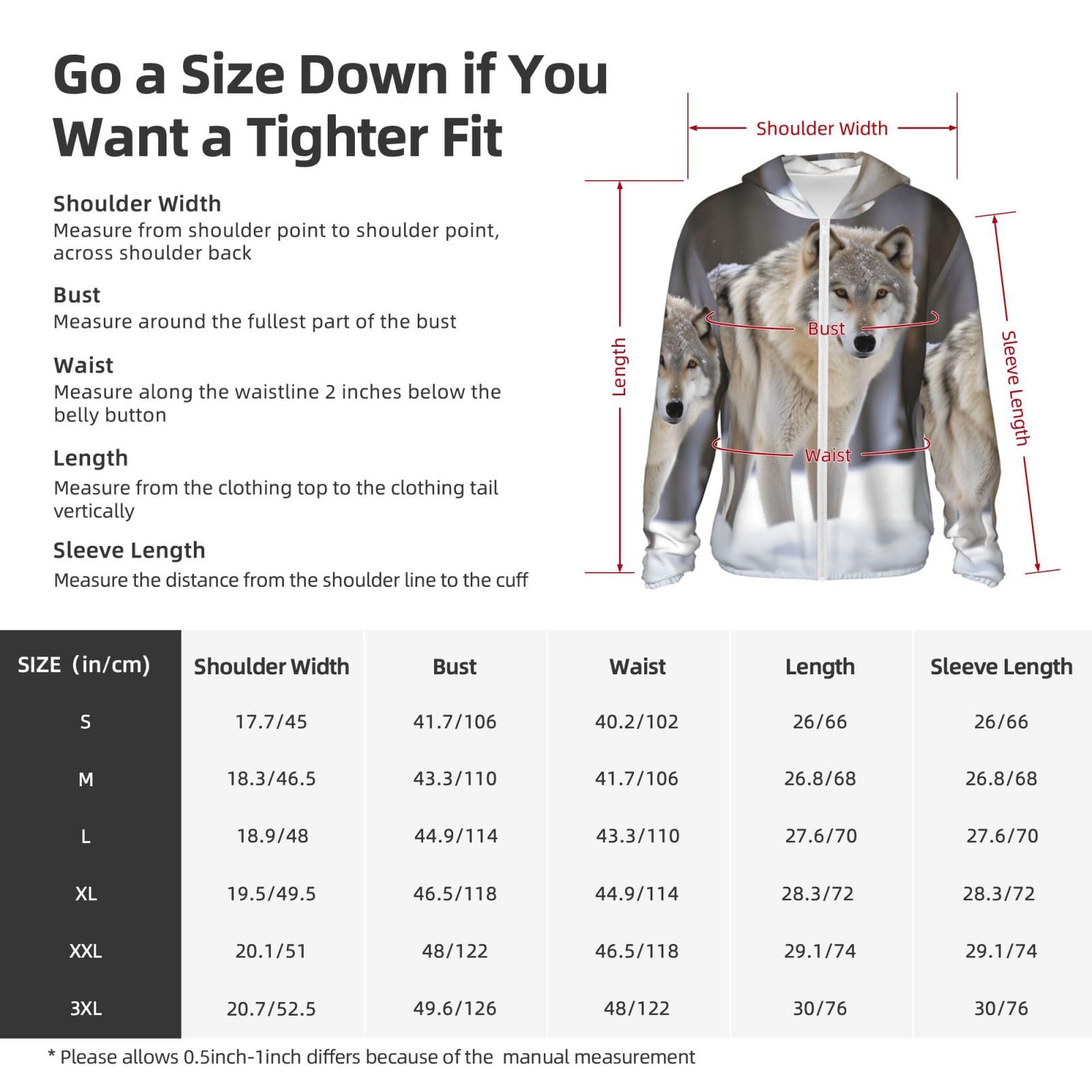 LZQPOEAS Sun Protection Hoodie Wolf in the snow Jacket Lightweight Long Sleeve Sun Shirts for Outdoor Hiking Small