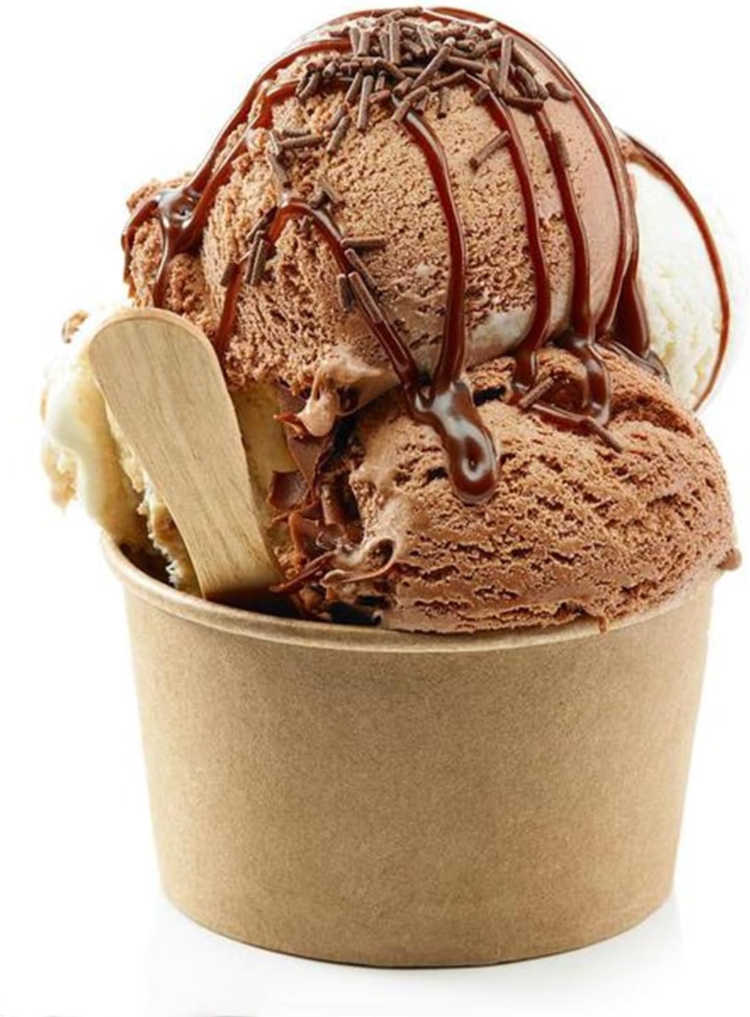 100 Pack 8 Oz Paper Soup Containers with Lids, Disposable Kraft Paper Food Cups，Heavy Duty To Go Soup Container Dessert Cup Bowls for Ice Cream, Yogurt, Cold and Hot Foods