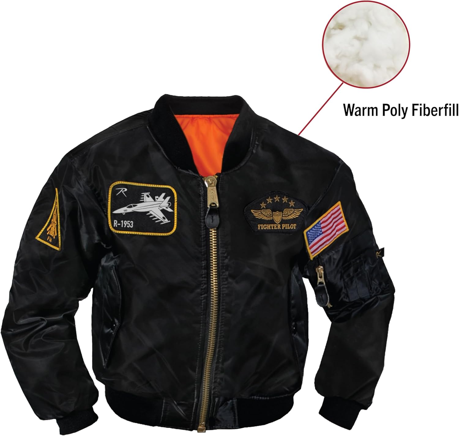 Rothco Kids Flight Jacket with Patches – Warm & Comfortable Outdoor Bomber Aviator Pilot Coat - Image 3