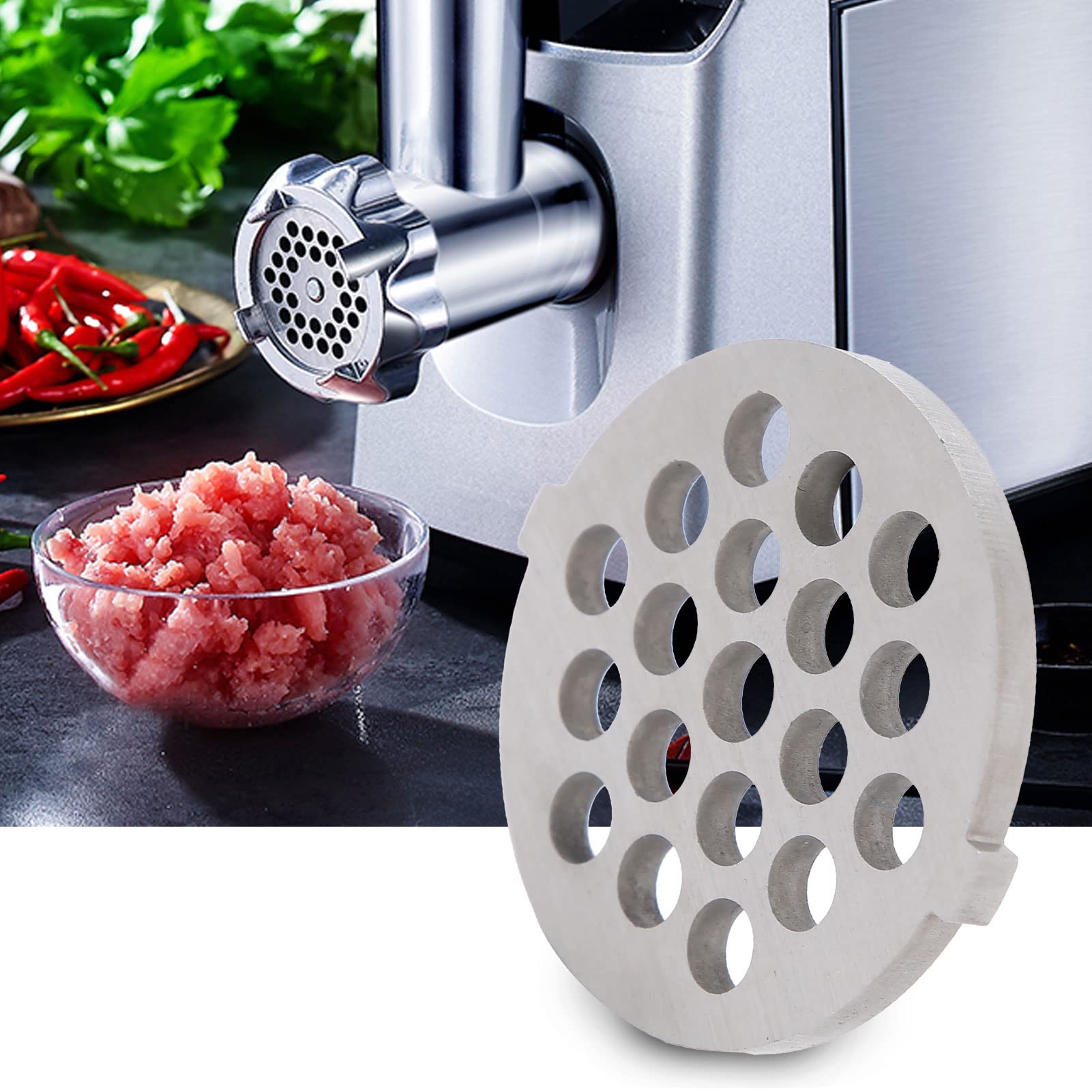 2 piezas de placa para picar carne, de acero inoxidable, discos reemplazables para moler carne de acero inoxidable, discos de picadora, cuchillas de placa de agujero redondo para amoladora tipo 5# B 6