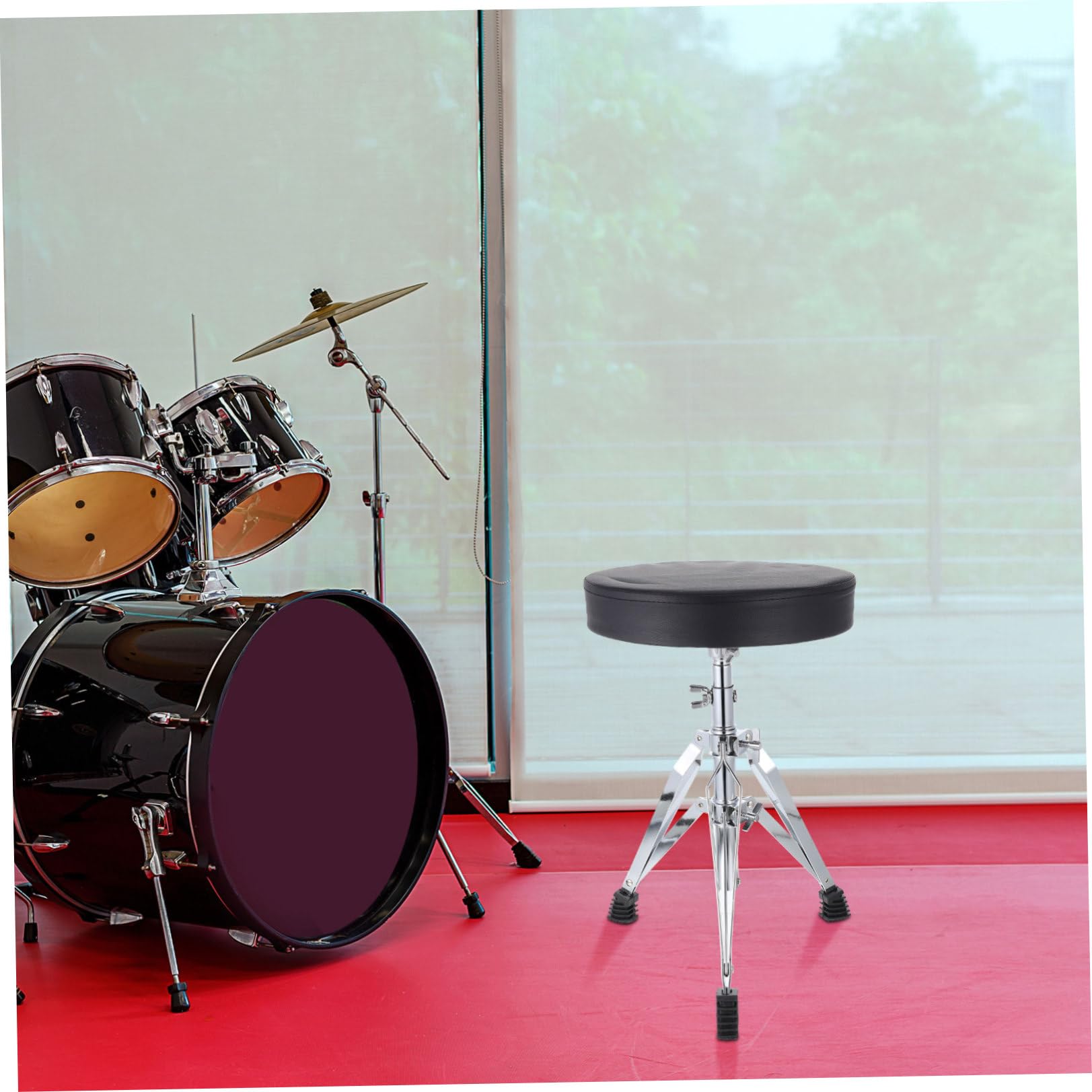 Yardwe Taburete Ajustable para Batería, Estructura de Aleación y Asiento de Cuero