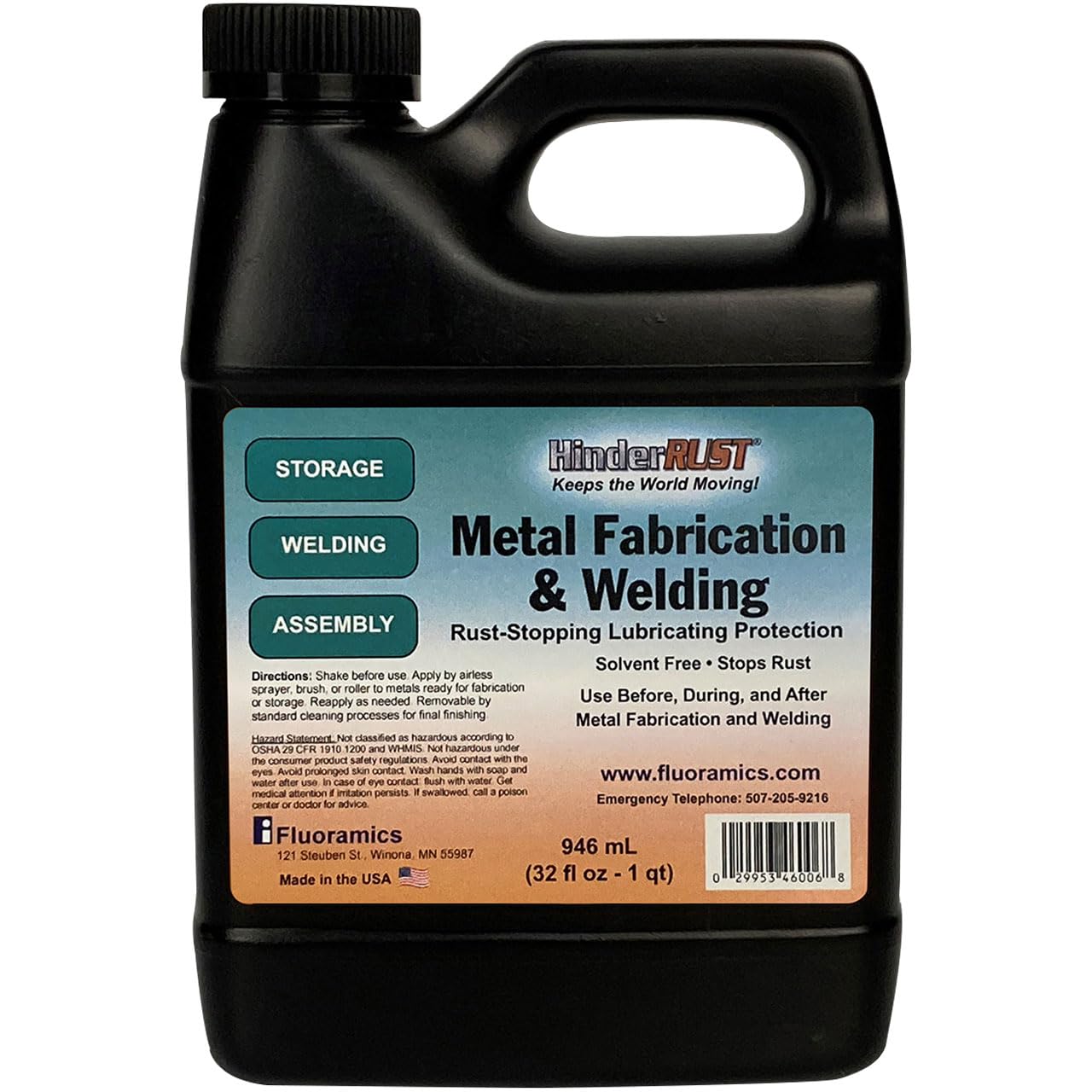 Fluoramics 9646006 HinderRUST Metal Fabrication & Welding 946 mL Jug (32 fl oz - 1 Quart)-picture-13