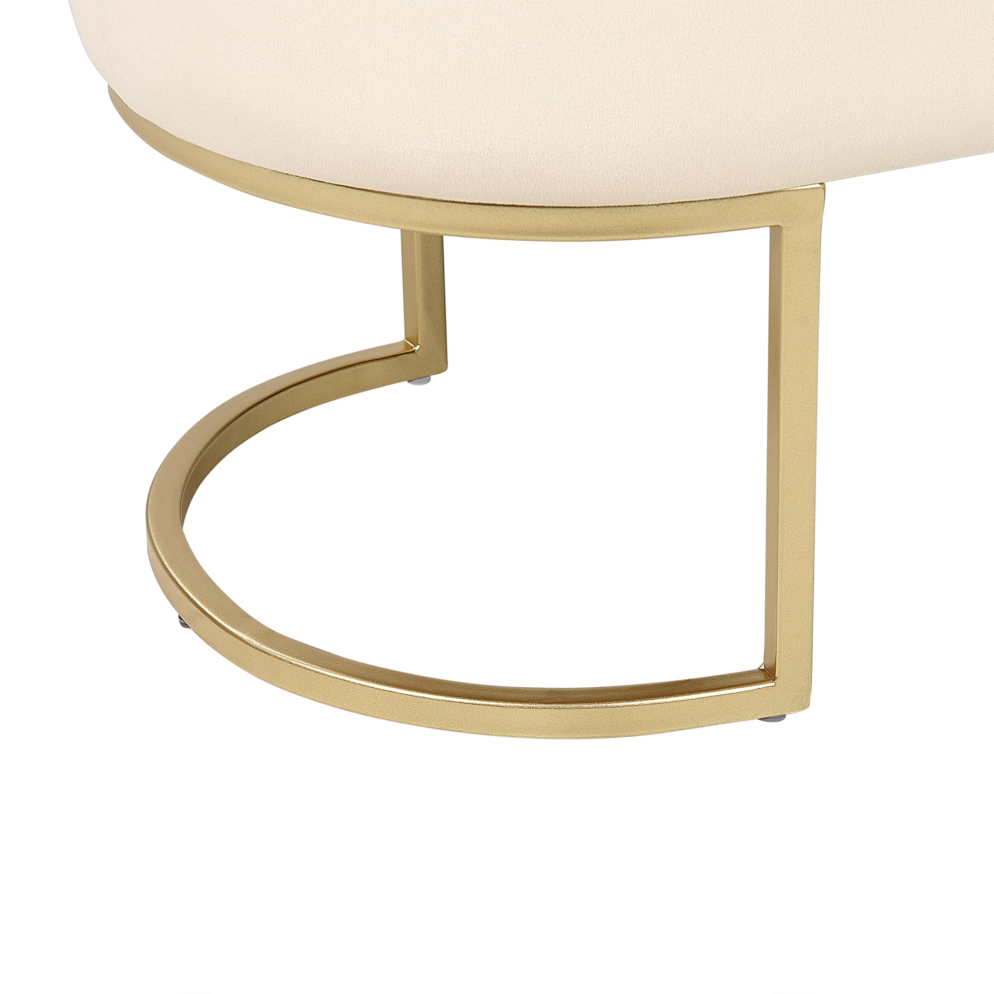 Banquette en Velours Crème Uni sur Pieds Dorés Rembourrage en Mousse Milry