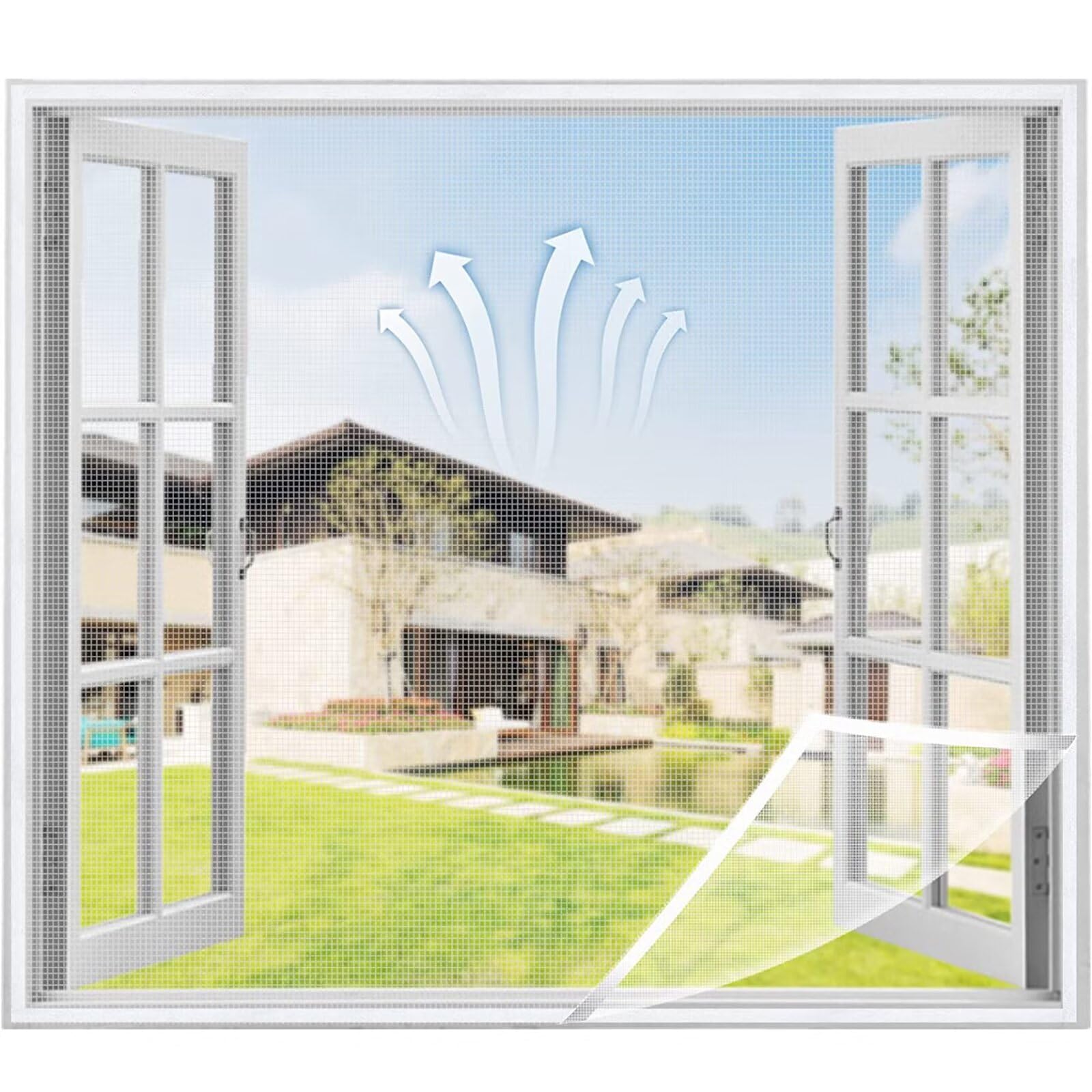 Window Mosquito nets, 115x115cm DIY self -Adhesive Mosquito net for Windows, Anti Mosquito Insects, fine net, with Adhesive Tape (White)