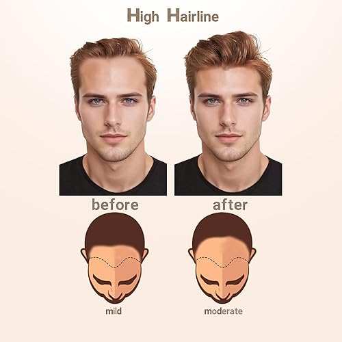 Miniatura 5 de viviaBella Cinta recta para hombre en forma de V, línea de pelo hairextension de poliuretano base de piel fina para hombre, toppers de repuesto