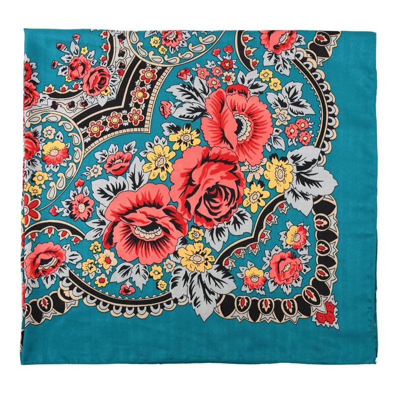 Russian Babushka Women's Scarf Shawl Wrap Oversized Traditional Retro Ukraine Style Square Scarfs（47inx47in)4