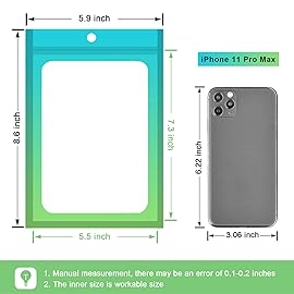 100 Pcs Resealable Mylar Bags, Gradient Color Food Storage Bags, Zip Bag Foil Bags Packaging Pouch for Food Storage, Sample, Small Business (Blue Green, 5.9 X 8.6 Inch)