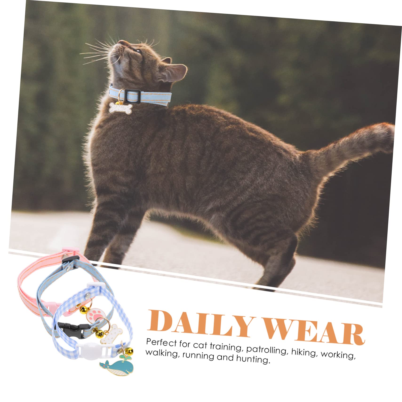 POPETPOP 12pièces Collier pour Chat Réglable avec Clochette De Whale à Carreaux Patte Collier Décoratif Doux Et Confortable pour Chaton Et Chat Accessoires pour Animaux De Compagnie