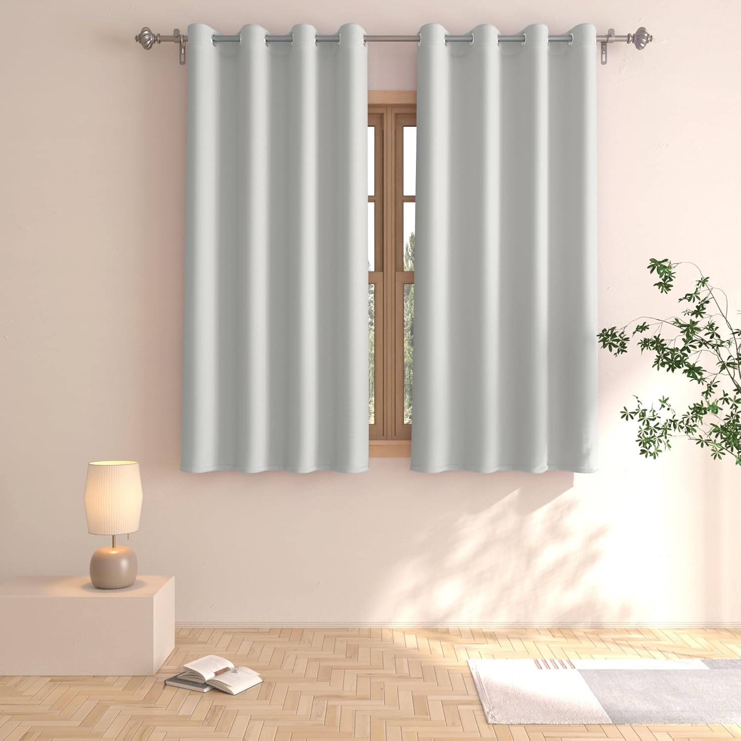 UPOPO Light Grey Room Darkening Curtains 54 inches Long