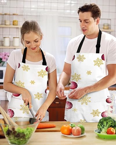 Miniatura 2 de Christmas Flower Bib Aprons for Women With Pockets, Waterproof Canvas Chef Kitchen Cooking Apron for PaintingHair StylistNail TechnicianKids Arts