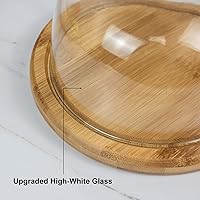 Vista 5 de Cúpula de postre de cristal de 7.1 pulgadas con base, mini bandeja decorativa para pasteles con cubierta de cúpula de cristal, bandeja de servidor