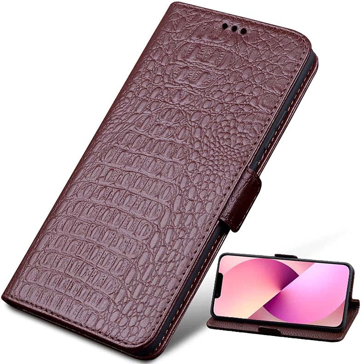 Étui crocodile iPhone 13 mini marron à fermeture magnétique - 8