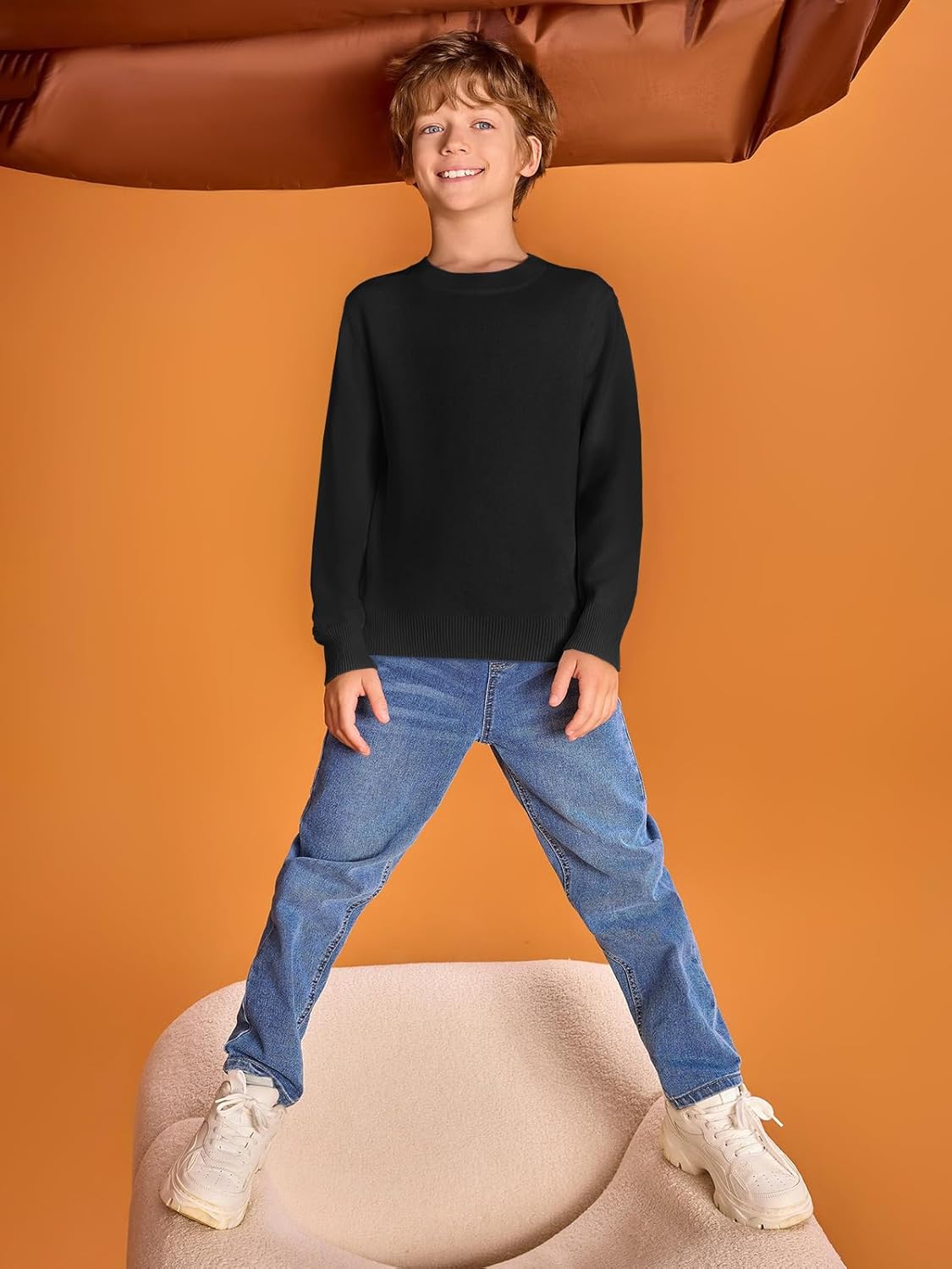 Haloumoning Boys Sweaters Kids Crewneck Long Sleeve Knit Pullover Sweater 5-14 Years - Image 4