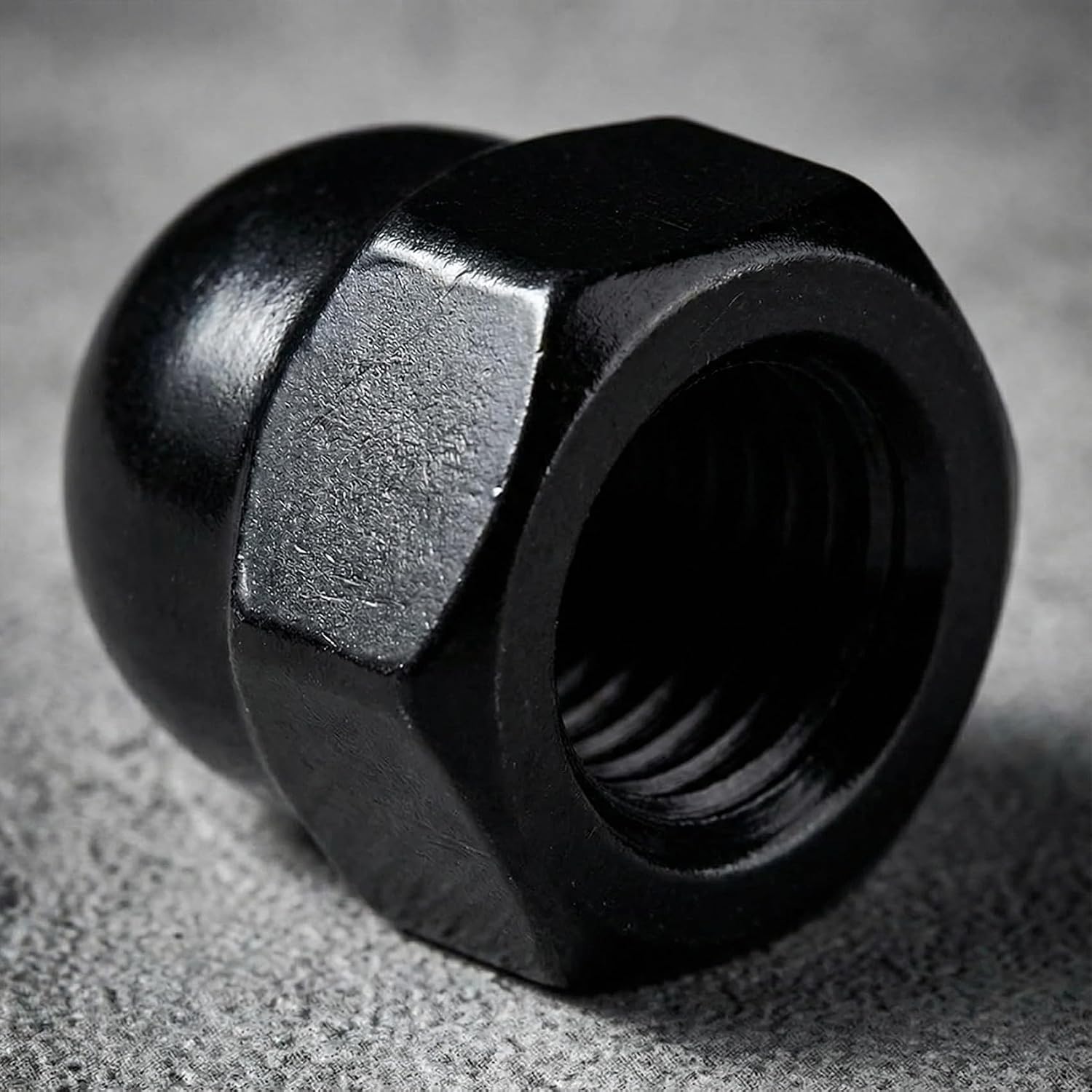 12PCS M6 Thread Cap Nuts Knob, Plain Stainless Steel Screw Caps Ball Lamp Decoration, Light Fixture Fastening Nuts, Decorative Screw Caps Cover for Furniture Lighting -Black