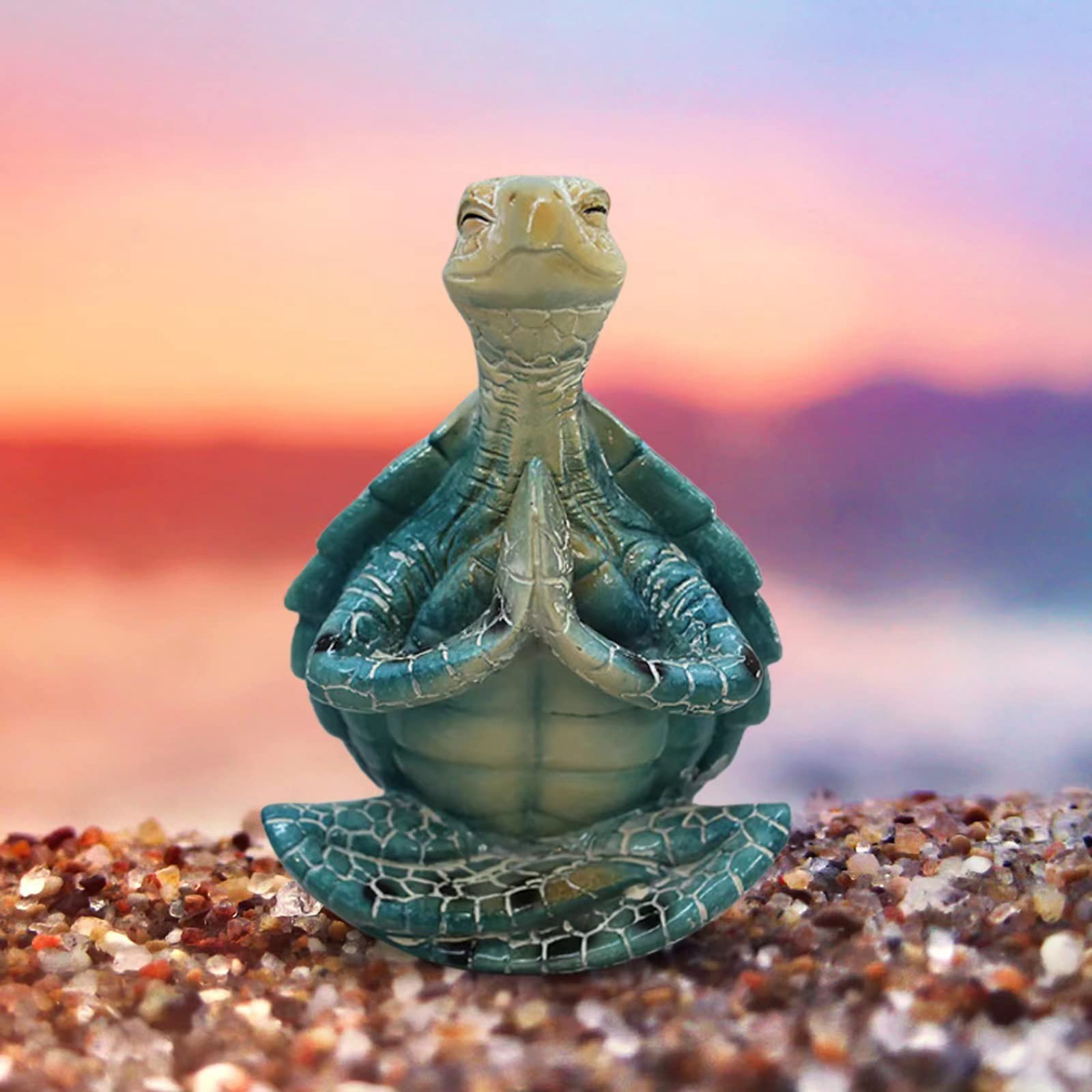 Décoration de yoga tortue de mer, statue zen en résine pour maison