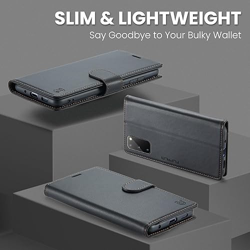 Miniatura 3 de Funda tipo cartera para Samsung Galaxy S20 de 6.2 pulgadas (sin S20+S20 Utra) con bloqueo RFID, tarjetero de piel sintética con función atril y
