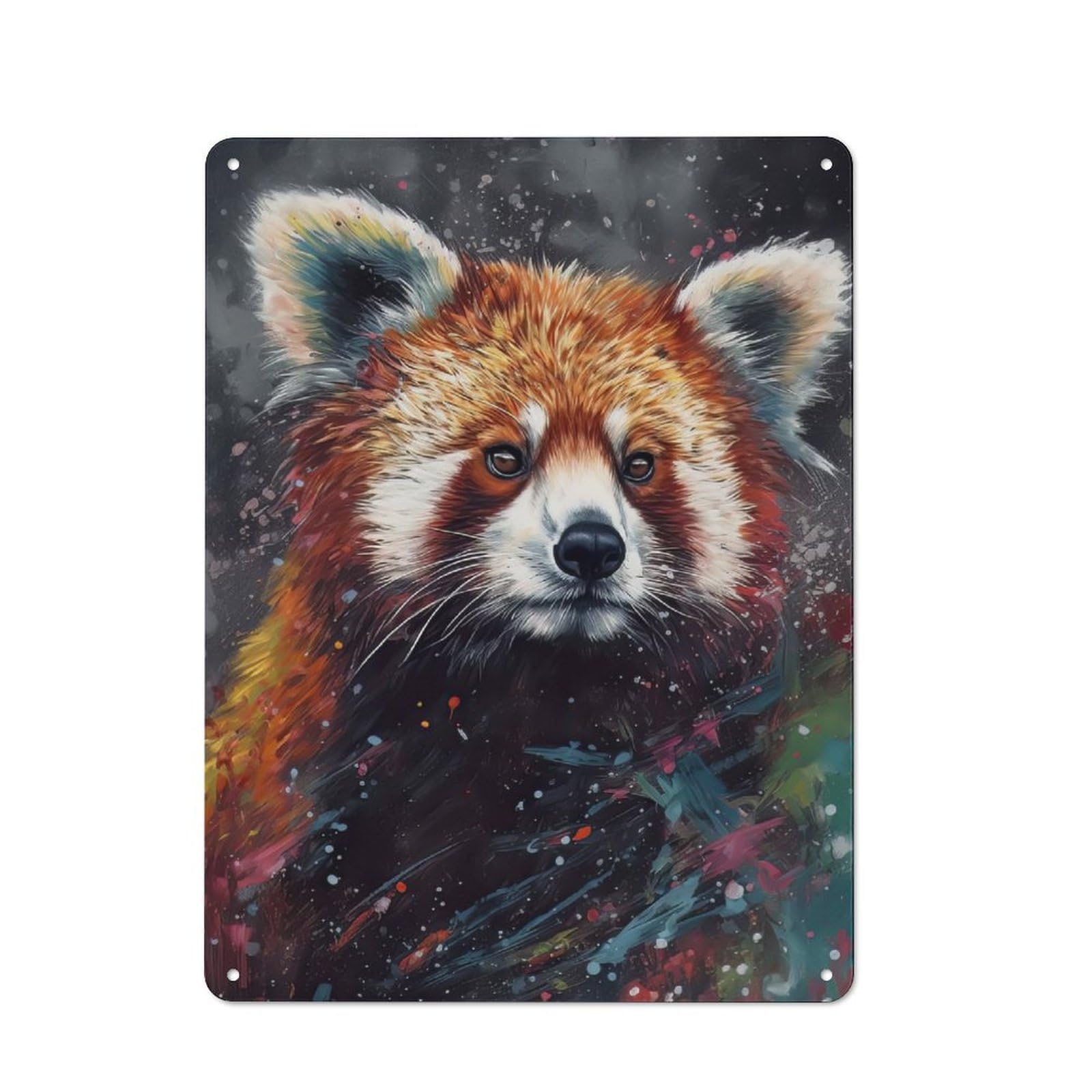 Junmoney Red Panda Painting Retro Metal Wall Sign 40X30cm With For Bar Or Restaurant, Gift Idea For A New Home And Metal Sign Collection