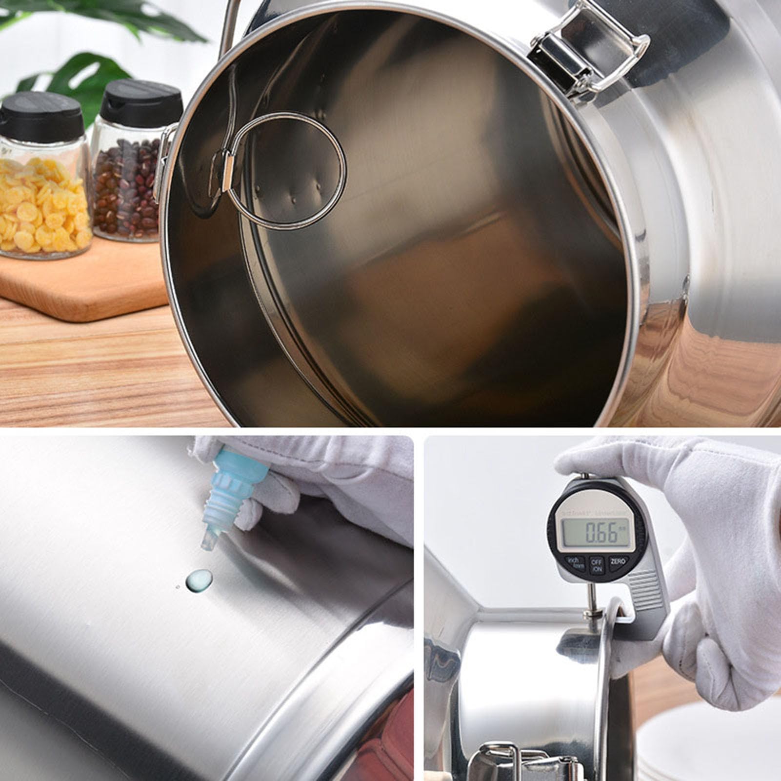 201 Barile di vino in acciaio inox Serbatoio di miscelazione del latte Barile di vino con coperchio di tenuta e rubinetto per la conservazione di liquidi e solidi,18L