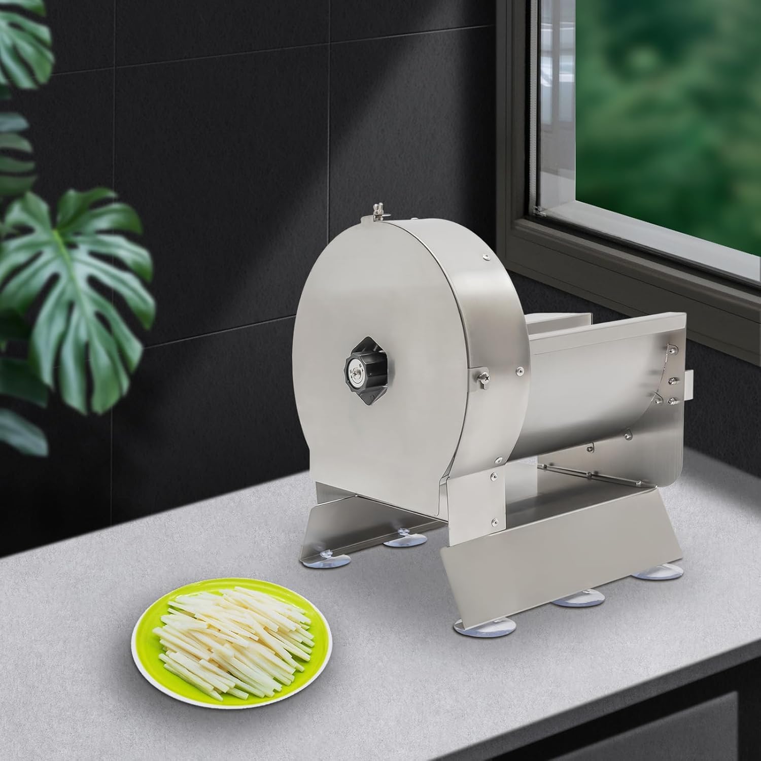 Affettatrice elettrica per verdure da 200 W, in acciaio inox, per frutta e verdura, per uso domestico e commerciale