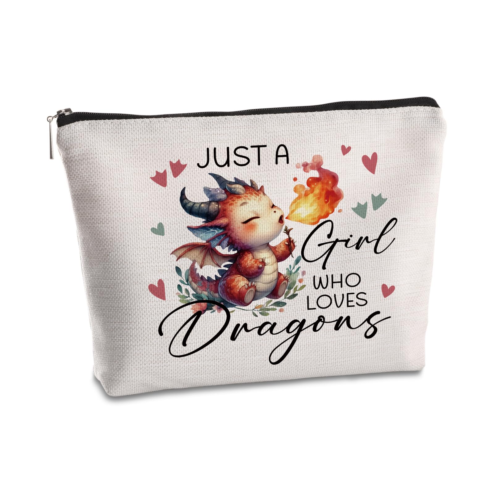 Dragon Gifts For Women Makeup Bag Just a Women Who Loves Dragons Travel Zipper Pouch Dragon Themed Christmas