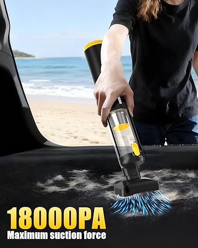 Miniatura 2 de SEEDUSTRY Aspiradora de mano inalámbrica, mini aspiradora de automóvilaspiradora portátil de aseo de mascotas, 3 modos de succión, hasta 18000 pa, 6