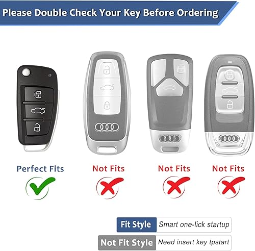 Miniatura 2 de T-carbon - Funda de fibra de carbono real para llavero con cordón, funda protectora para llave T-carbon para Audi A1 A3 A4 A6 A8 Quattro Q2 Q7 R8