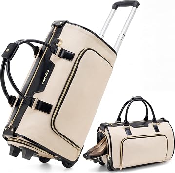 Fanwoli Carry-On Rolling Garment Bag with Wheels, Suit Travel Bag | 3-in-1 Design,Shoe Storage,Detachable Organizer,Wrinkle-Free Suit Space, Business and Wedding Travel