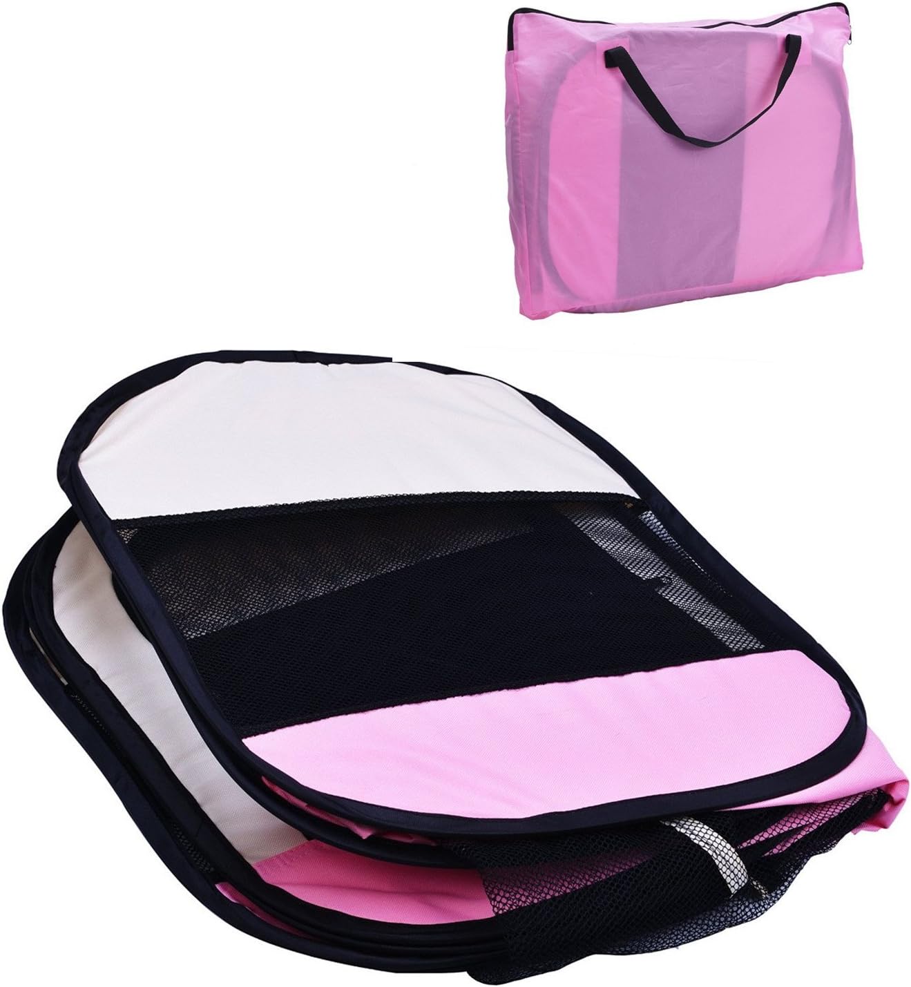 EXPAWLORER 45" Dog Playpen Puppy Exercise Kennel Cat Portable Foldable Pen for Small Medium Pets, with Carry Bag, Pink